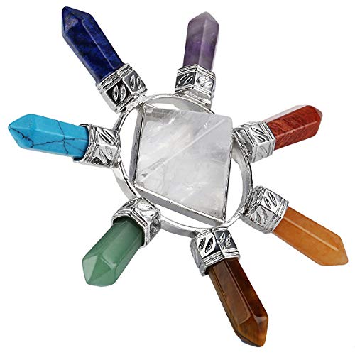 Nupuyai Rock Crystal 7 Chakra Pyramid and Pendulum Set, Healing Stone Kit - Image 4