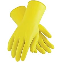 Assurance 48-L212 Yellow Large Unsupported Latex Gloves 12 Pack Industrial Flock Lined with Raised Diamond Grip 21 mil