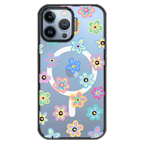 MOSNOVO for iPhone 13 Pro Max Case for MagSafe, Groovy Flower, Black