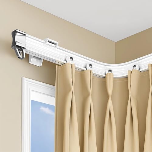 GOFOHIMI Flexible Curtain Track, Bendable Curtain Track Silent Wall Mounted Curtain Track Adjustable Curved Curtain Rail for Bay Window, Suitable for Home Hotel Office