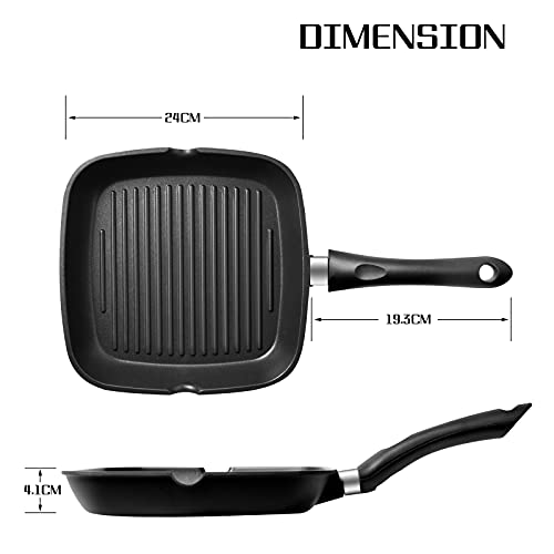 Grillpfanne von OZAVO für Steak und BBQ, 24x24x4.5 cm