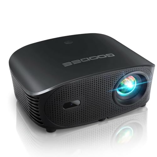 Image of GooDee 4K Smart Projector with 5G WiFi and Bluetooth, Built-in Streaming Apps, Dolby Audio 400 inch Outdoor Movie Projector for Home Theater, Compatible with TV Stick, iOS (Black, 7.5 x 5.9 x 3.0 inches)