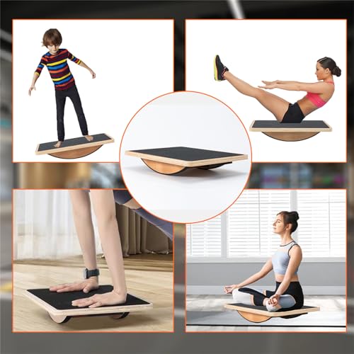 Non-Slip Wood Wobble Exercise Balance Board,up to 350 Ibs for Coordination Skills Obstacle Courses Sensory Toys for Kids and Adult,Professional Rocker Balance Board for Physical Therapy - Image 5
