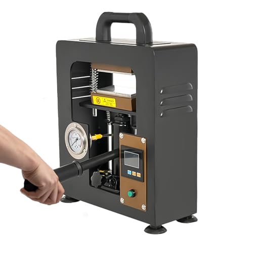 LetCart Hydraulische Heißpressmaschine 5 Tonnen Manuelle Presser mit Doppelplatten Tragbare Wärmepresse 6 x 12cm Doppelheizplatte zum Verkleben T-Shirts Trocknen Blumen Pflanzen (Grau)