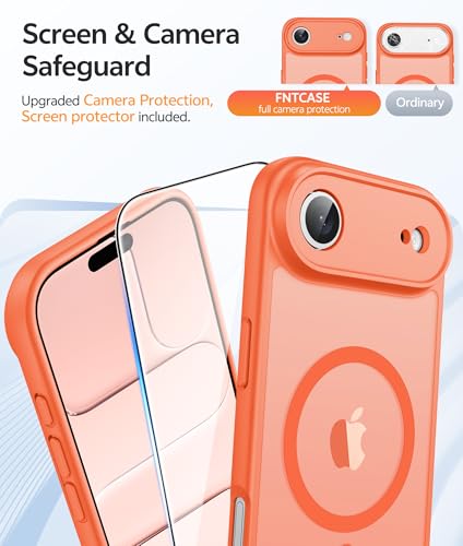 Image of FNTCASE for iPhone Air Case: [Compatible with Magsafe] Translucent Matte Cases with [Full Camera Protection] [Screen Protector] Military Grade Shockproof Protective Phone Cover - Orange