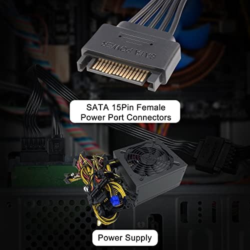 J&D [3-Pack 15 Pin SATA Power Extension Cable, Male to Female Cable ââ‚¬â€œ 10 inch, Black (3 Pack)