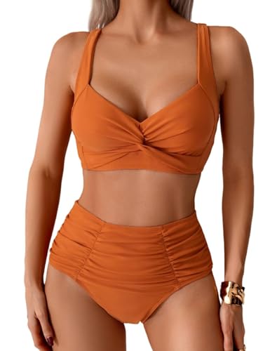 Maillot de bain 2 pièces avec effet ventre plat et lacets ajustables pour femme