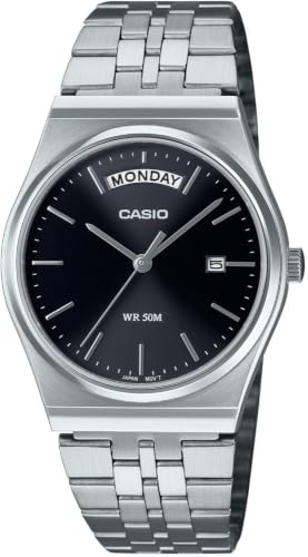 Image of Casio MTP-B146D-1AV Men's Vintage Stainless Steel Black Dial Day Date Analog Watch