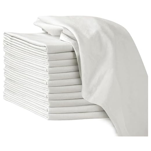 Royale Linens Flour Sack Dish Towels - 28" X 28" Kitchen Towel - Super Absorbent White Flour Sack -100% Ring Spun Cotton -Tea Towels - For Embroidery, Cloth Diapers, Cheese Strainers -(12 Pack, White)