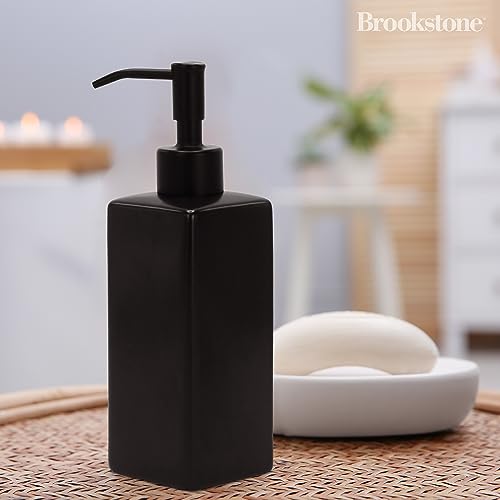 Brookstone BKH1659 Ceramic Soap Dispenser With Metallic Top - Stylish And Modern Liquid Hand Soap Holder For Bathroom Or Kitchen thumb #2