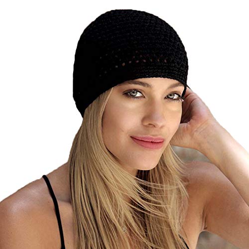 Qovelly 100% Cotton Lattice Knitting Kufi Caps 3 Packed Handmade Crochet Beanies For Men Women (Set2) #TOP1