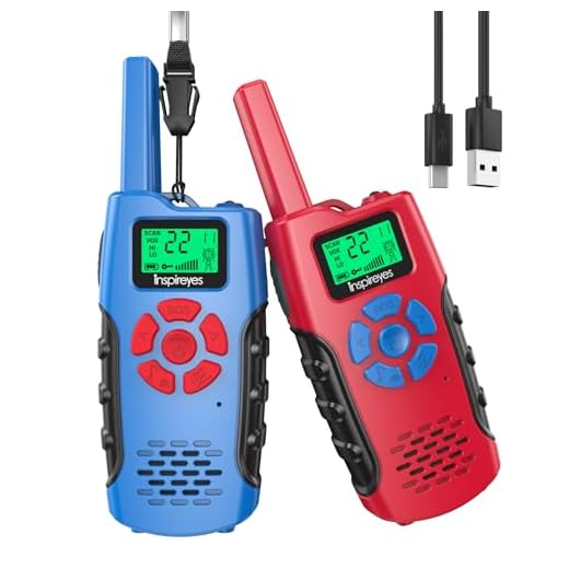 Inspireyes Talkie Walkie Enfants Rechargeable, 48 Heures de Temps de Travail, Longue Portée de 3 Kilomètres, Cadeaux d'anniversaire pour Garçons Filles, Jouets de Plein air pour Enfants de 3 à 12 Ans