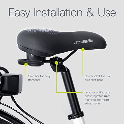 Memory Foam Padded Bike Seat By Delta Cycle, Large - Comfort Saddle, Black - Easy To Mount - Dual Shock Suspension For A Comfortable Ride - Universal Fit & Grab Handle For Easy Transport #TOP2