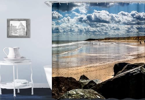 Musihy Duschvorhang 180 Lang, 90x180cm Polyester Strand & Meer Duschvorhänge Badewanne in Hotelqualität, Bunt