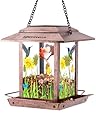 DesGully Bird Feeders for Outdoors Hanging - 2.5 LBs Wild Birds Metal Solar Bird Feeder for Outside Gift Ideas for Bird Lovers Garden Yard Bird Seeds (Chew-Proof,Weather Resistance)