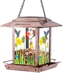 DesGully Solar Bird Feeders pour l'extérieur - 2.5 LBs Métal sauvage Grand & Petit mangeur d'oiseaux pour la suspension extérieure, idées cadeaux pour les graines de cour de jardin d'Avian Enthusiast (Proof-Chew, résistance aux intempéries)