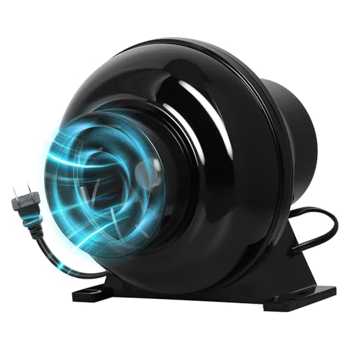 YSSOA 4 Inch 195 CFM Inline Duct Ventilation Fan Exhaust Fan Quiet, Air Vent Booster Fan Blower for Hydroponics Grow Tent, HVAC, Attic, Greenhouse, Black