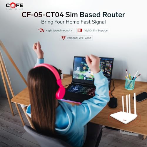 Image of COFE CF-05-CT04 WiFi 6 4G SIM Router | 300Mbps | Type-C Power | 4 Antenna | Upto 32 Devices