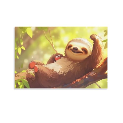 Toile murale paresseux decoration sejour chambre et cadre suspendu