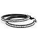 FUNRUN JEWELRY Womens Black Stainless Steel Cubic Zirconia Hoop Earrings 45mm
