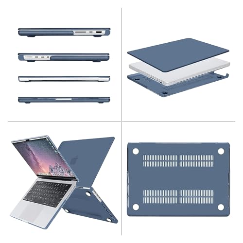 Image of MOSISO Compatible with MacBook Pro 14 inch Case 2025 2024 2023 2022 2021 M5 M4 M3 M2 M1 A3434 A3112 A3185 A3401 A2918 A2992 A2779 A2442, Hard Shell&Keyboard Cover&Screen Film&Pouch,Haze Blue