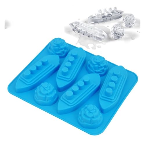 Molde para cubitos de hielo de silicona en forma de barco miniatura 6