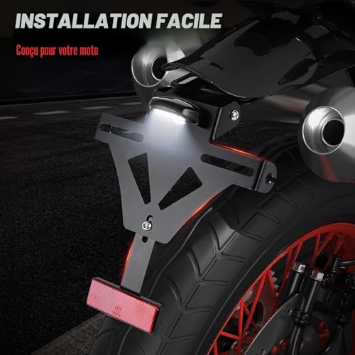 Angle réglable pour moto sur ce support de plaque d'immatriculation idéal pour vos sorties