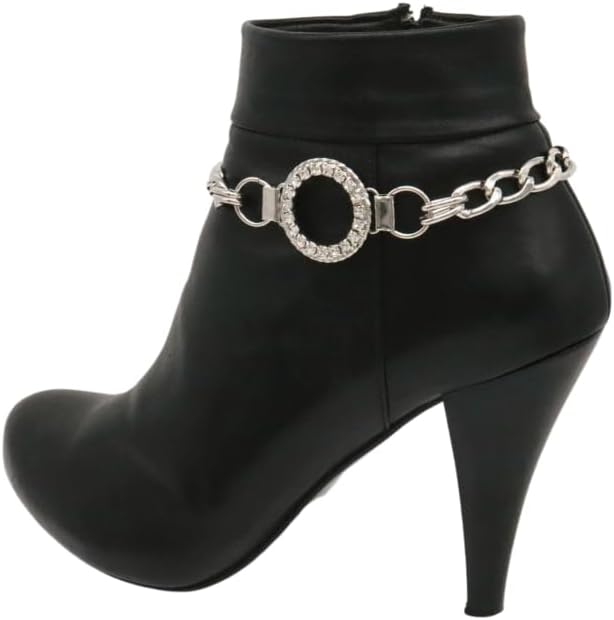 Women Western Fashion Jewelry Silver Metal Boot Chain Bracelet Shoe Circle Bling Charm Rodeo