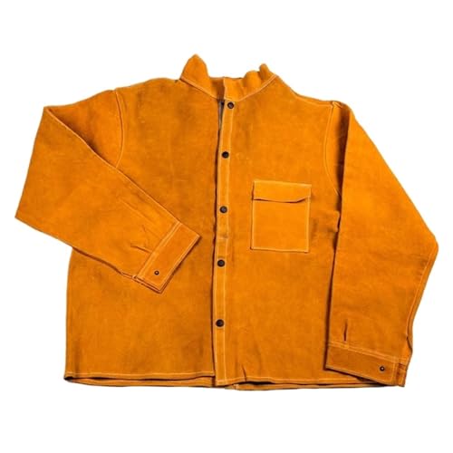 Veste de travail soudage en cuir, vêtements protection ignifuges et résistants vache fendu for hommes femmes, taille L/XL(XL)