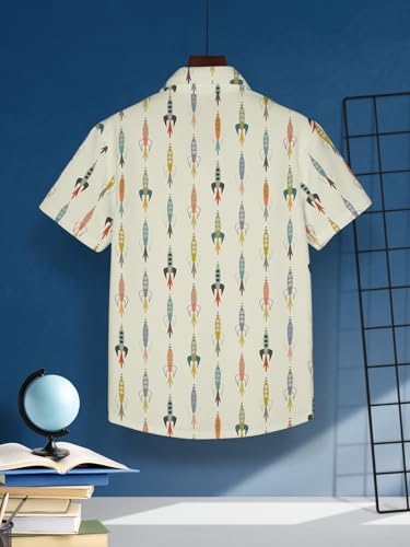 Image of HELLCAT Yellow Trendy Regular Fit Printed Causal Shirt for Boys