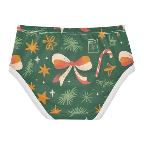 Girls' Brief Panties Organic Cotton Toddler Underwear for Baby Girls Bows & Pine Christmas Pattern2