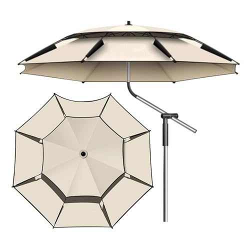 Heavy Duty Fishing Umbrella Beach Umbrella Parasols Windproof Rain Umbrella Outdoor Tilt Sun Shelter with Sand Anchor Sturdy Sports Umbrella 200cm 220cm 240cm 260cm(ø260cm)