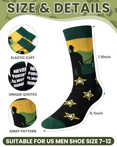 Cozypower 6 Pairs Men's Military Crew Socks Novelty Military Gift for Army Navy Airman Veteran Day Christmas Holiday3