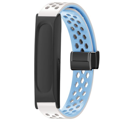 For Google Fitbit Air �p �����o���h �V���R���o���h ���������^��/�v���X�`�b�N�� �t���[�� ���E���ʋC�o���h �h�� �E�H�`�o���h (�z���C�g�{�u���[�CPC���t���[��)