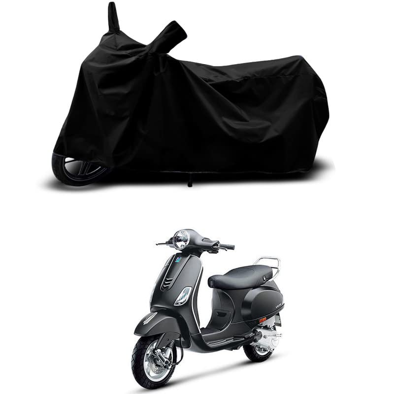 Image of 100% Scratchproof /UV-Rays /Heat Protection /Birds Dropping /Water Resistant /Dust Proof /Waterproof /Full Bike Scooty Two Wheeler Body Cover Compatible for Vespa VXL 125 All Varients[Black]