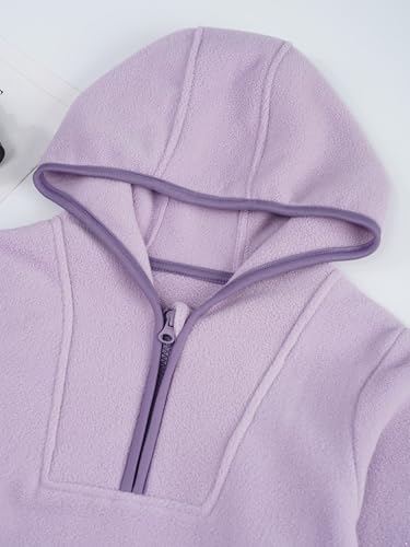 easyforever Kids Girls Boys Hoodie Warm Fleece Jacket Hooded Casual Long Sleeve Zipper Pullover Top Homewear Purple 7-8 Years4