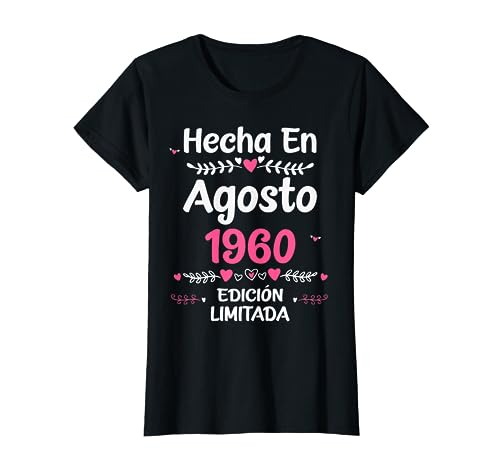 63 Años Regalo de Cumpleaños 1960 Mujer 63 Años Agosto Camiseta