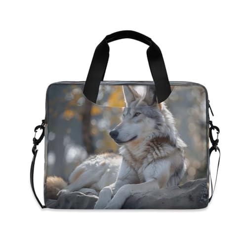Maletín para laptop con diseño de lobo 15.7 in miniatura 1