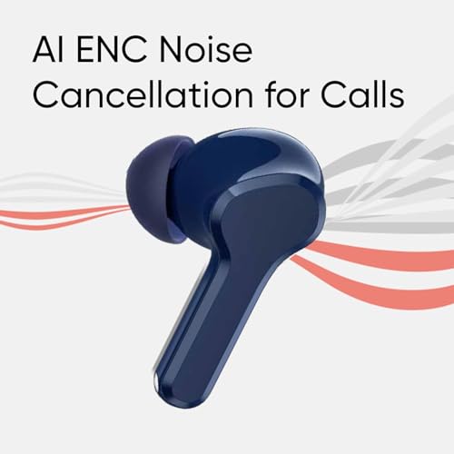 Image of Real Me T110 Buds | 50dB Active Noise Cancellation, Hi-Res LHDC Audio, 12.4mm Dynamic Bass Driver, 6 Mic Clear Voice Calls, 51,IP55 Waterproof,TWS for Apple & Android (T110, Navy Blue)
