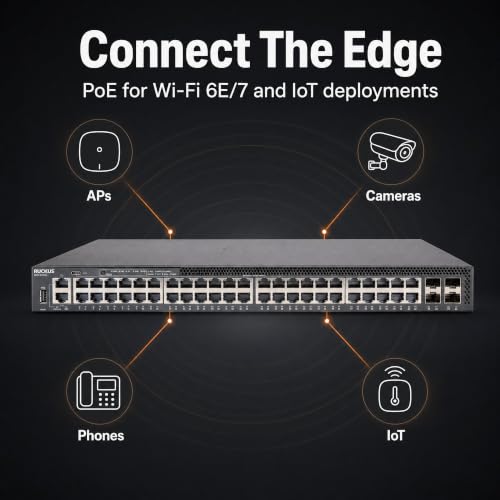 Image of RUCKUS ICX8200-48ZP2-E2 Managed Switch, 32x Gigabit PoE+ and 16x 2.5G Multigigabit PoE++, 4x 25GbE SFP28 Uplinks, 1480W Power Budget, Dual Hot-Swap PSU - Stackable Enterprise Switch - ICX8200-48ZP2-E2
