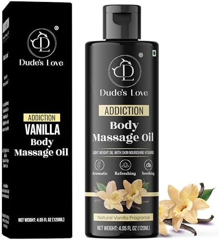 Organic - Vanilla Edible Full Body Massage Oil - No Stain & Non-Sticky | with Fractionated Coconut Oil, Vanilla & Jasmin Oil, Date Night | Massage Oil for Massage Therapy - 4.05 Fl Oz