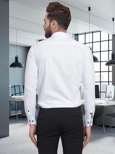 Image of Pinkmint Mens Long Sleeve Button Down Shirt for Men Collared Casual Formal Soild Shirt