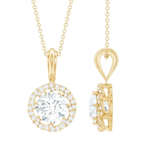 Certified 2 Carat diamond Necklace For Women, Ef-Vs Quality, Lab Grown Diamond Halo Pendant With Chain (Ideal For Gift)