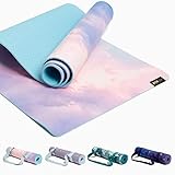 POPFLEX by Blogilates Heart in the Clouds Vegan Suede Yoga Mat With Strap - Ultra Absorbent Exercise