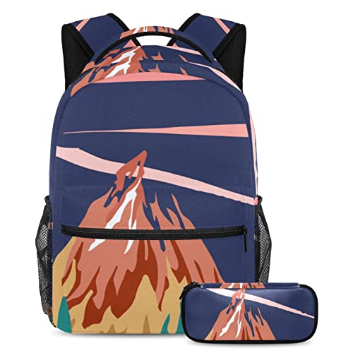 Sac à dos flamant rose avec trousse assortie pour l'école