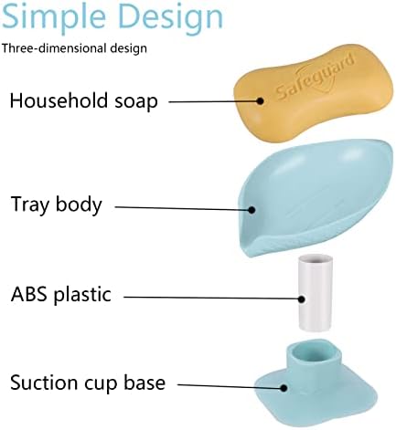 KroY PecoeD 2pcs Leaf Shape Suction Soap Dishes With Drainage Bar Soap Holder for Bathroom Sponge Tray for Kitchen Sink Soap Box with Suction Cup for Shower