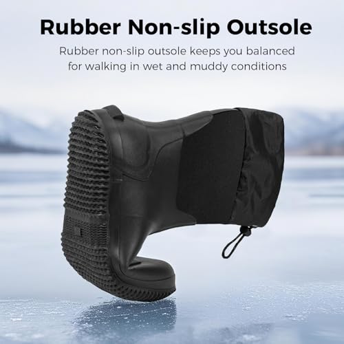 Ubon Men's Medium-High Waterproof Chloroprene Rubber Rain Boots for Farm and Garden Work4
