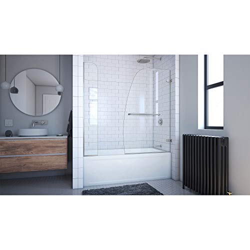 Dreamline Aqua Uno 56-60 In. W X 58 In. H Frameless Hinged Tub Door With Extender Panel In Brushed Nickel, Shdr-3534586-Ex-04 #TOP4