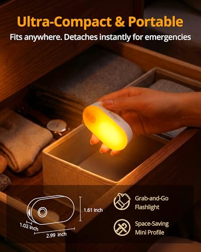 Image of Lyridz Rechargeable Night Light with Motion Sensor, Dimmable Amber Nightlights for Bathroom, Bedroom, Kids Room, Hallway, Stairs, Pet House, 2 Pack