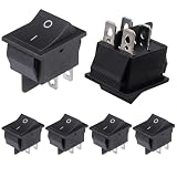 Flomiara KCD4 Hochstrom Kippschalter 20A 4-polig 2-stufig Schwarz ohne Leuchtanzeige, Einbau Bootsschalter Stromschalter Grossstrom, 6er Set für Elektrogeräte Lüfter Motoren